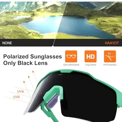HAAYOT Polarized Sports Sunglasses for Men Women Youth Baseball Cycling Running Softball Biking Glasses 5 Lenses - 5