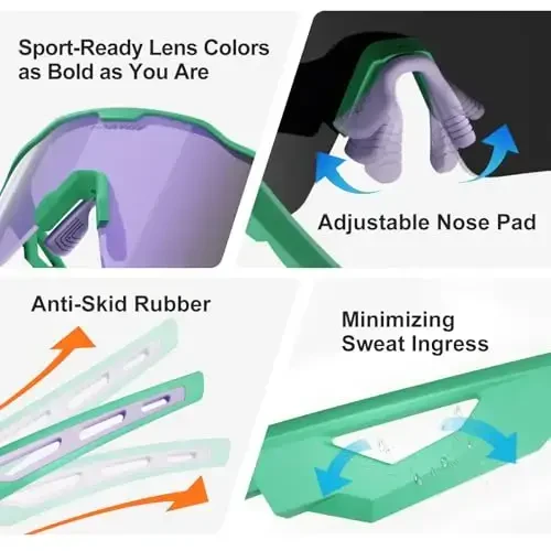 HAAYOT Polarized Sports Sunglasses for Men Women Youth Baseball Cycling Running Softball Biking Glasses 5 Lenses - 6