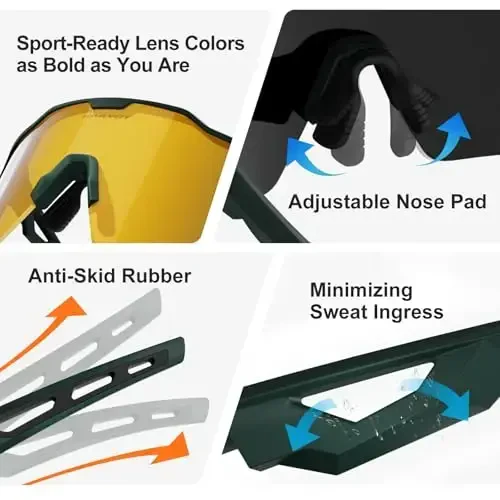 HAAYOT Polarized Sports Sunglasses for Men Women Youth Baseball Cycling Running Softball Biking Glasses 5 Lenses - 6