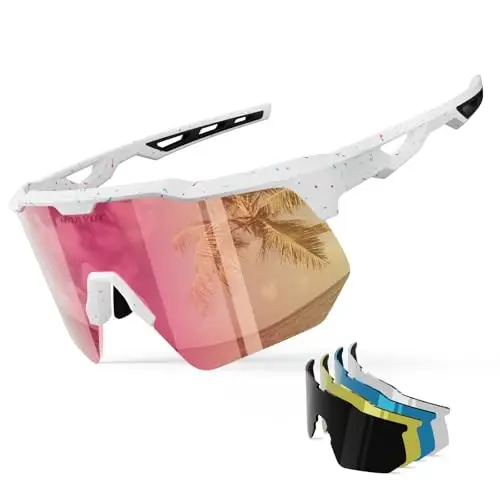 HAAYOT Polarized Sports Sunglasses for Men Women Youth Baseball Cycling Running Softball Biking Glasses 5 Lenses 