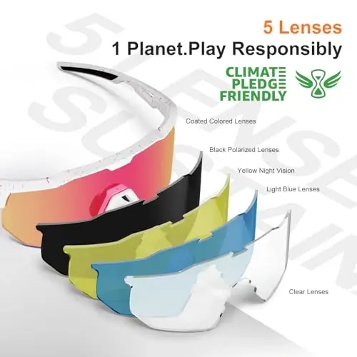 HAAYOT Polarized Sports Sunglasses for Men Women Youth Baseball Cycling Running Softball Biking Glasses 5 Lenses - 2