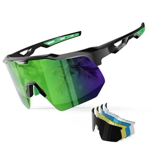 HAAYOT Polarized Sports Sunglasses for Men Women Youth Baseball Cycling Running Softball Biking Glasses 5 Lenses - HAAYOT