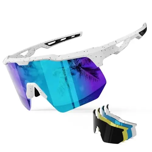 HAAYOT Polarized Sports Sunglasses for Men Women Youth Baseball Cycling Running Softball Biking Glasses 5 Lenses - HAAYOT