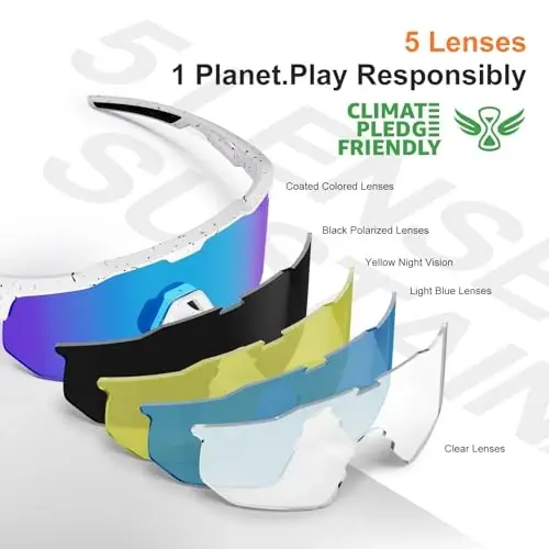 HAAYOT Polarized Sports Sunglasses for Men Women Youth Baseball Cycling Running Softball Biking Glasses 5 Lenses - 2