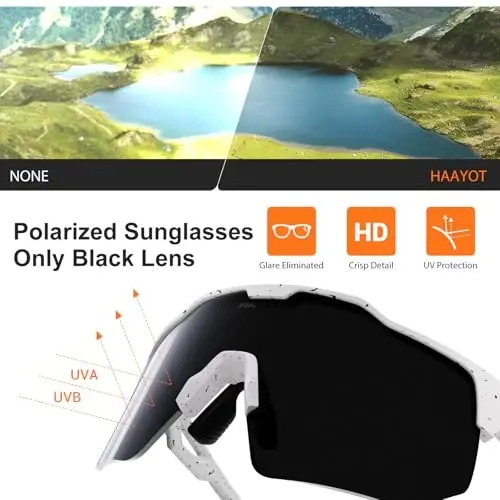 HAAYOT Polarized Sports Sunglasses for Men Women Youth Baseball Cycling Running Softball Biking Glasses 5 Lenses - 5