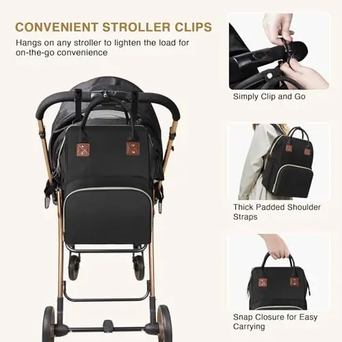 HABOPET Diaper Bag Backpack, Multi-Function Baby Boys and Girls Bag, Travel Waterproof Diaper Backpack Tote Bag, Baby Registry Search & Shower Gifts-Essentials Baby Backpack for Mom/Dad - 4