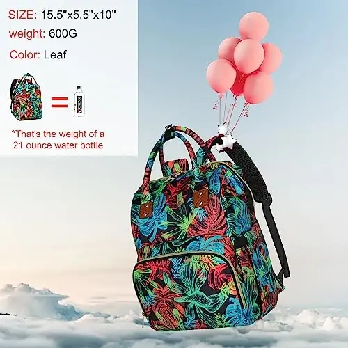 HABOPET Diaper Bag Backpack Multi-Function Baby Bag With Large Capacity and Insulated Pockets Diaper Backpack Organizer Bag for Mom/Dad, Leaf - HABOPET (1)