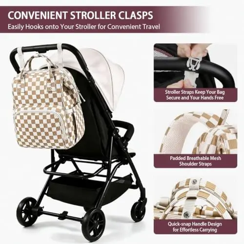 HABOPET Diaper Bag Backpack, Corduroy Travel Baby diaper bag for Mom/Dad | Backpack Diaper Bag with Stroller Straps,13 Pockets,Easy Access,Corduroy,Baby Bag for Boys&Girls,Travel Essentials - 4