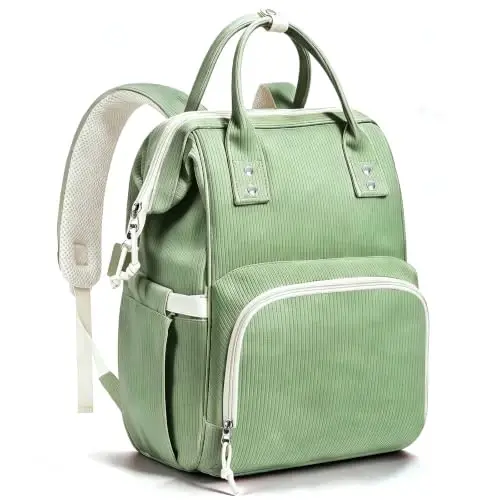 HABOPET Diaper Bag Backpack, Corduroy Travel Baby diaper bag for Mom/Dad | Backpack Diaper Bag with Stroller Straps,13 Pockets,Easy Access,Corduroy,Baby Bag for Boys&Girls,Travel Essentials - 1