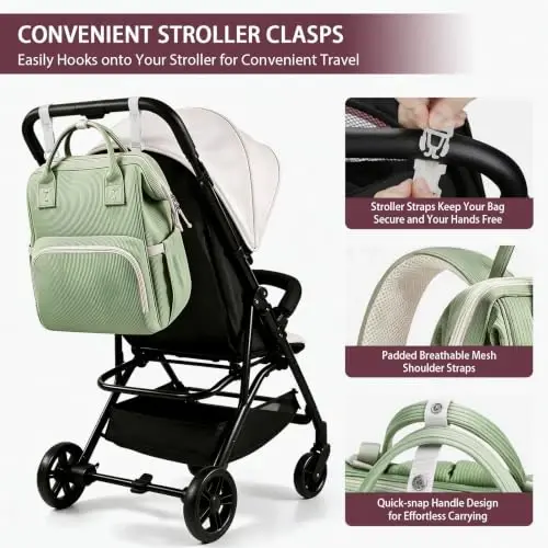 HABOPET Diaper Bag Backpack, Corduroy Travel Baby diaper bag for Mom/Dad | Backpack Diaper Bag with Stroller Straps,13 Pockets,Easy Access,Corduroy,Baby Bag for Boys&Girls,Travel Essentials - 4
