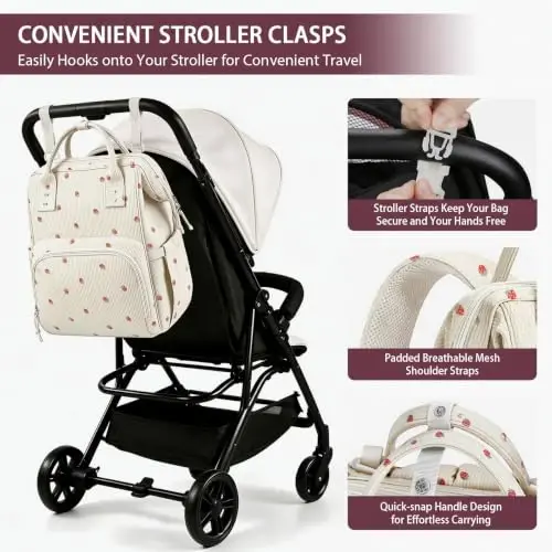 HABOPET Diaper Bag Backpack, Corduroy Travel Baby diaper bag for Mom/Dad | Backpack Diaper Bag with Stroller Straps,13 Pockets,Easy Access,Corduroy,Baby Bag for Boys&Girls,Travel Essentials - 4