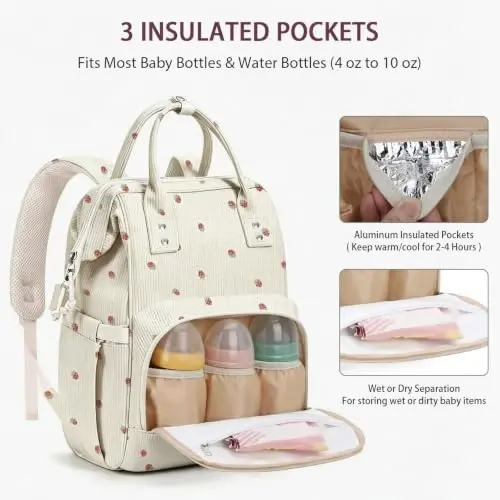 HABOPET Diaper Bag Backpack, Corduroy Travel Baby diaper bag for Mom/Dad | Backpack Diaper Bag with Stroller Straps,13 Pockets,Easy Access,Corduroy,Baby Bag for Boys&Girls,Travel Essentials - 5