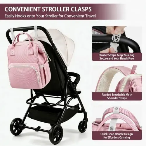 HABOPET Diaper Bag Backpack, Corduroy Travel Baby diaper bag for Mom/Dad | Backpack Diaper Bag with Stroller Straps,13 Pockets,Easy Access,Corduroy,Baby Bag for Boys&Girls,Travel Essentials - 4