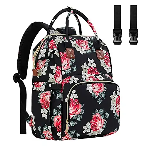 HABOPET Diaper Bag Backpack Multi-Function Baby Bag With Large Capacity and Insulated Pockets Diaper Backpack Organizer Bag for Mom/Dad, Flower - 1