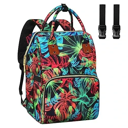 HABOPET Diaper Bag Backpack Multi-Function Baby Bag With Large Capacity and Insulated Pockets Diaper Backpack Organizer Bag for Mom/Dad, Leaf 