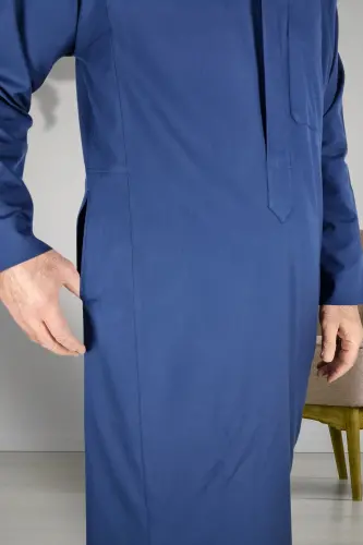 Hac Umre Kıyafetleri/ön Düğmeler Gizli Ve Uzun Kollu Düğmesiz Cepli/Namaz Cübbesi/erkek fistan - açık mavi - 5