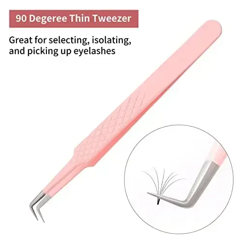 Lash Extension Tweezers Volume Lash Tweezers 90 Degree Tweezers for Eyelash Extensions Precision Lash Fan Tweezers Eyelash Extension Supplies for Light Volume or Mega Volume Fans - FADLASH (1)