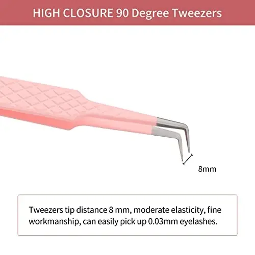 Lash Extension Tweezers Volume Lash Tweezers 90 Degree Tweezers for Eyelash Extensions Precision Lash Fan Tweezers Eyelash Extension Supplies for Light Volume or Mega Volume Fans - 3