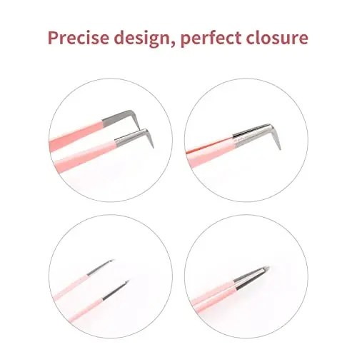 Lash Extension Tweezers Volume Lash Tweezers 90 Degree Tweezers for Eyelash Extensions Precision Lash Fan Tweezers Eyelash Extension Supplies for Light Volume or Mega Volume Fans - 6