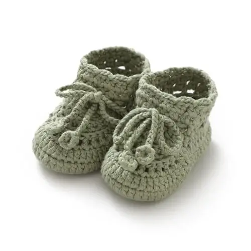 Hadetoto Baby Booties Hand Crochet Knit Cotton Bootie | Soft, Cozy, Warm, Newborn First Walkers, Infant Boy Girl - 1