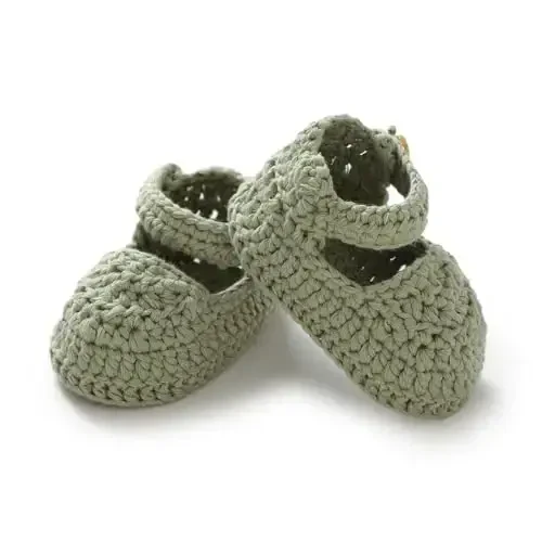 Hadetoto Baby Booties Newborn Baby Mary Jane Shoes Hand Crochet Knit First Walkers Cotton Infant Bootie - MODAZONE