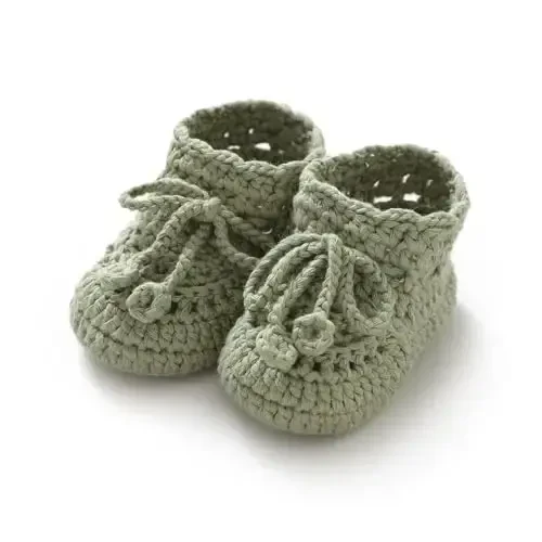 Hadetoto Baby Booties qo'lda to'qilgan paxta chiziqli etiklar Yumshoq qulay issiq paypoq poyabzal Yangi tug'ilgan chaqaloqlar uchun ilk qadamlar Go'dak o'g'il qiz uchun - 2