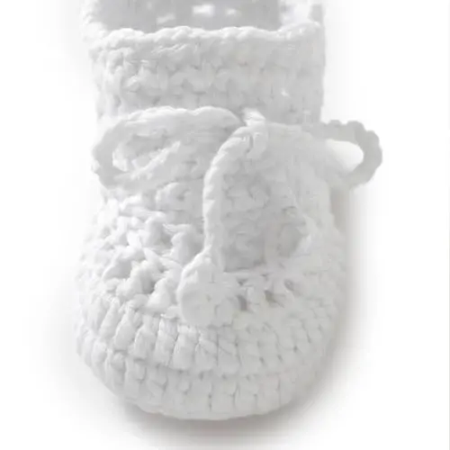 Hadetoto Baby Booties Hand Crochet Knit Cotton Bootie Soft Cozy Warm Socks Shoes Newborn First Walkers for Infant Boy Girl - 7