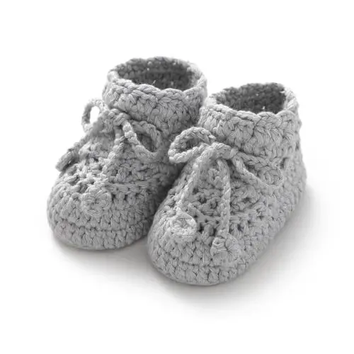 Hadetoto Baby Booties Hand Crochet Knit Cotton Bootie Soft Cozy Warm Socks Shoes Newborn First Walkers for Infant Boy Girl - 2