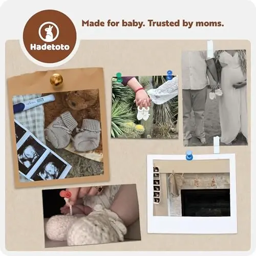 Hadetoto Baby Booties Hand Crochet Knit Cotton Bootie Soft Cozy Warm Socks Shoes Newborn First Walkers for Infant Boy Girl - 14
