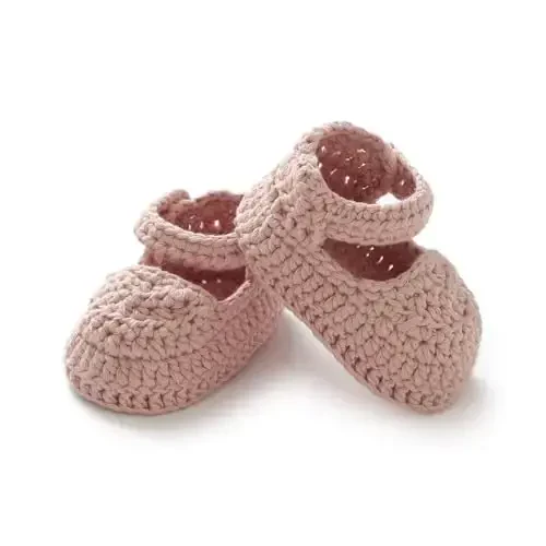 Hadetoto Baby Booties Newborn Baby Mary Jane Shoes Hand Crochet Knit First Walkers Cotton Infant Bootie - MODAZONE