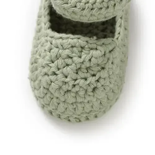 Hadetoto Baby Booties Newborn Baby Mary Jane Shoes Hand Crochet Knit First Walkers Cotton Infant Bootie - 4