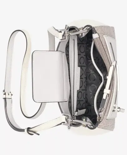 Hadley Signature Colorblocked Adjustable Crossbody - Almond Taupe/Cherub White/Dove - 4