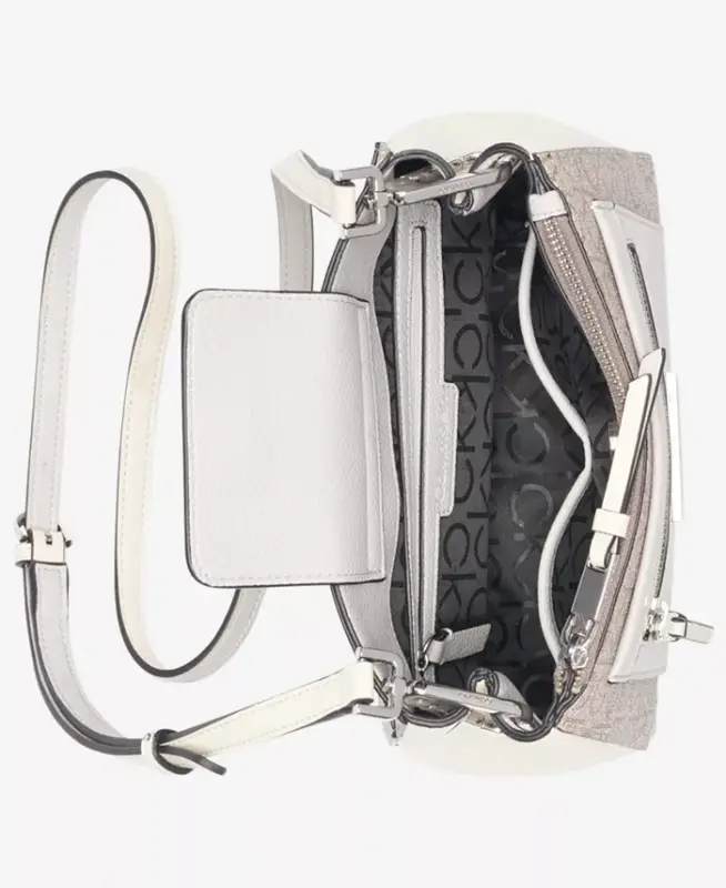 Hadley Signature Colorblocked Adjustable Crossbody - Almond Taupe/Cherub White/Dove - 4