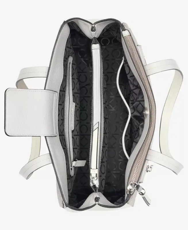 Hadley Signature Colorblocked Triple Compartment Tote - Almond Taupe/Cherub White/Dove - 4