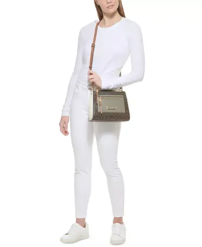 Hadley Signature Colorblocked Adjustable Crossbody - Brown Khaki/Caramel/Cherub White - 7