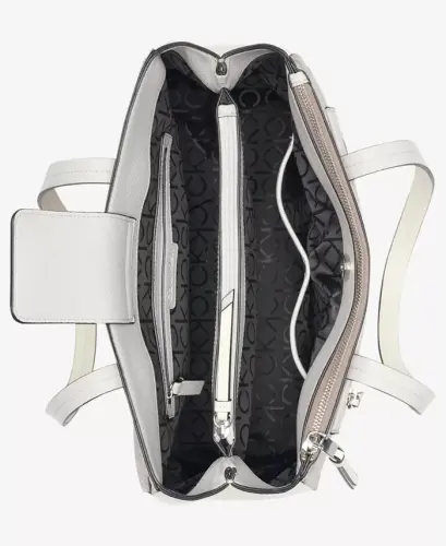 Hadley Signature Colorblocked Triple Compartment Tote-Almond Taupe/Cherub White/Dove - 4