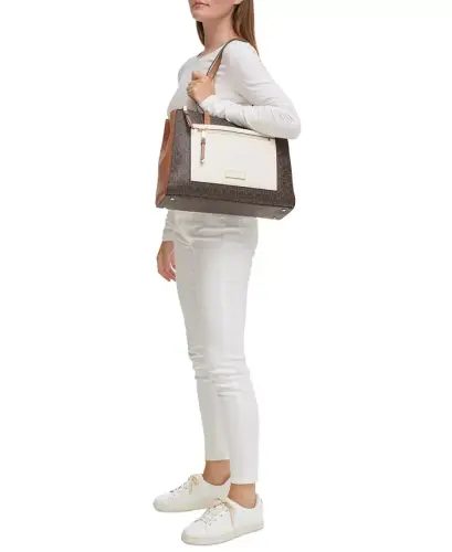 Hadley Signature Colorblocked Uch Boʻlimli Sumka-Jigarrang Xaki/Karamel/Oq - 6