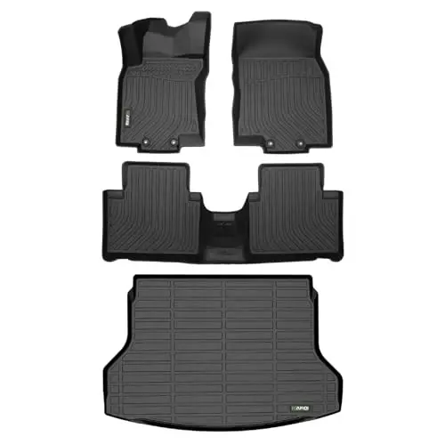 HAFIDI® All Weather Floor Liners & Cargo Mats Fit for Nissan Rogue 2014-2020 (Not Sport) Car Mats for Nissan Rogue Mats TPE Anti-Slip Protection Automotive Full Set Custom Accessories - Black - 1