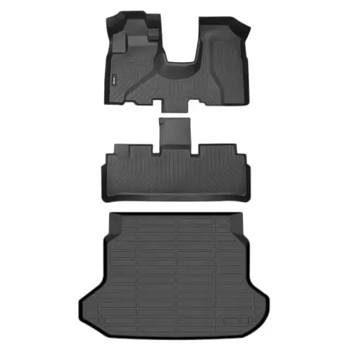 HAFIDI® Floor Mats & Cargo Liner Fit for 2002-2006 Honda CRV (Fixed Cab Center Armrest Box Need to Cut) All Weather Protection TPE Anti-Slip Automotive Floor Liners Custom Accessories, Black - 1
