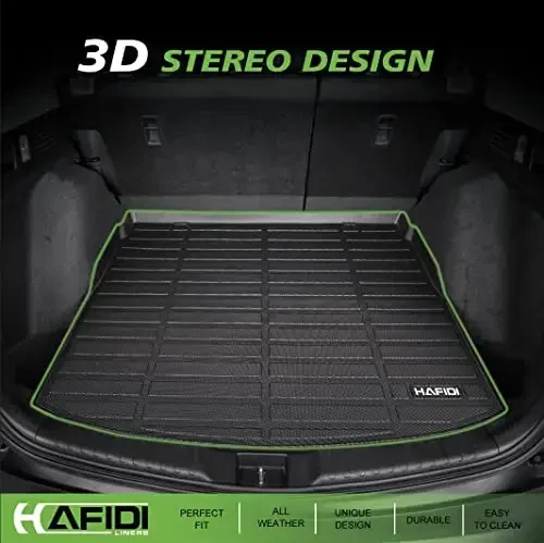 HAFIDI® Floor Mats & Cargo Liner Fit for 2020-2025 Audi Q7 & SQ7 All Weather Protection TPE Anti-Slip Automotive Full Set Floor Liners Custom Accessories - Black - 3