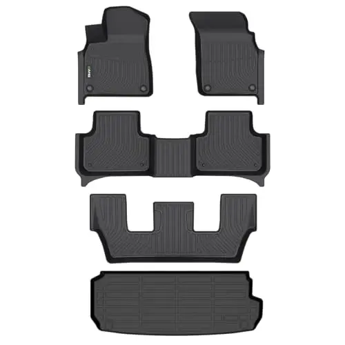 HAFIDI® Floor Mats & Cargo Liner Fit for 2020-2025 Audi Q7 & SQ7 All Weather Protection TPE Anti-Slip Automotive Full Set Floor Liners Custom Accessories - Black - 1