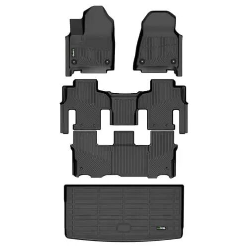 HAFIDI® Floor Mats & Cargo Liner Fit for 2022-2026 Jeep Wagoneer 8 Seats | (Not Grand Wagoneer/L/S/7 Seats),Custom Fit, All Weather Protection, Automotive Floor Liners,Full Set Accessories,TPE, Black - HAFIDI
