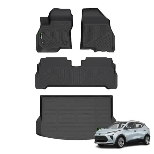 HAFIDI Floor Mats & Cargo Liner for Chevy Bolt EUV 2022 2023 2024 (Not EV) | Custom Fit, All Weather Protection, Non-Slip, Automotive Floor Liners, Raised Edge, Full Set Accessories, TPE, Black - 1