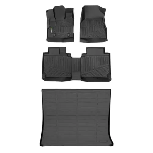 HAFIDI Floor Mats & Cargo Liner for GMC Terrain & Chevy Equinox 2012-2017 | Custom Fit, All Weather Protection, Non-Slip, Automotive Floor Liners, Raised Edge, Full Set Accessories, TPE, Black - 1