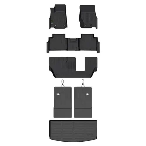 HAFIDI Floor Mats & Cargo Liner for Jeep Grand Cherokee L 2021-2026 7-Seats | With Backrest Mat, Custom Fit, All Weather Protection, Automotive Floor Liners, Raised Edge, Full Set Accessories, TPE, Black - 1