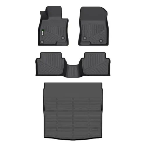 HAFIDI Floor Mats & Cargo Liner for Mazda 3 2014-2018(Only Fits Sedan) Set | Custom Fit, All Weather Protection, Non-Slip, Automotive Floor Liners, Raised Edge, Full Set Accessories, TPE, Black - 1