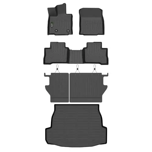 HAFIDI Floor Mats & Cargo Liner for Toyota RAV4 Hybrid 2026 (Not PHEV) Set | With Backrest Mat, Custom Fit, All Weather Protection, Non-Slip, Automotive Floor Liners, Full Set Accessories, TPE, Black - 1