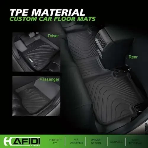 HAFIDI® Floor Mats & Cargo Liner & Seatback Cargo Set Fit for 2021-2025 Ford Expedition Max 8 Seats All Weather Protection TPE Anti-Slip Automotive Full Set Floor Liners Custom Accessories - Black - HAFIDI (1)