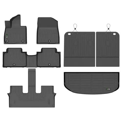 HAFIDI® Floor Mats & Cargo Liner & Seatback Cargo Set Fit for 2027 Kia Telluride (Only Gas Not for Hybrid) TPE Full Set Floor Mats Custom Accessories - Black - HAFIDI