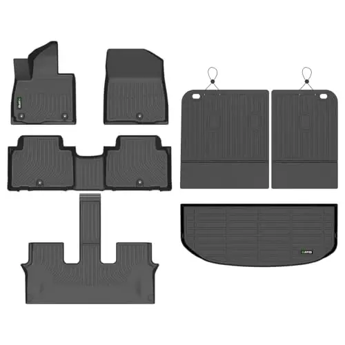 HAFIDI® Floor Mats & Cargo Liner & Seatback Cargo Set Fit for 2027 Kia Telluride (Only Gas Not for Hybrid) TPE Full Set Floor Mats Custom Accessories - Black - 1